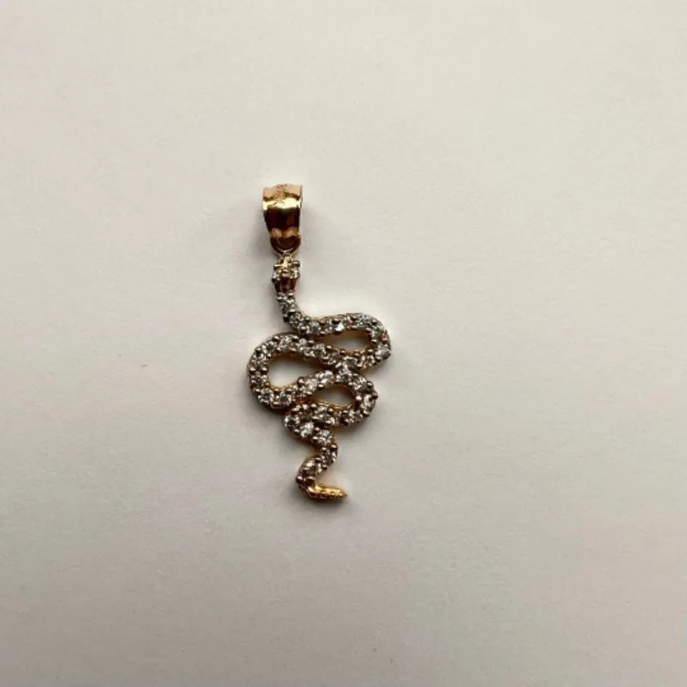 14k Real Yellow Gold Snake Charm Pendant | Streetwear Snake Pendant Snak…
